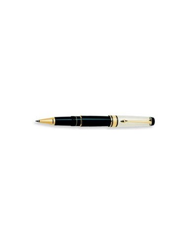 Aurora Pens Optima Solid Silver Cap W/ Black Resin 977 Roller