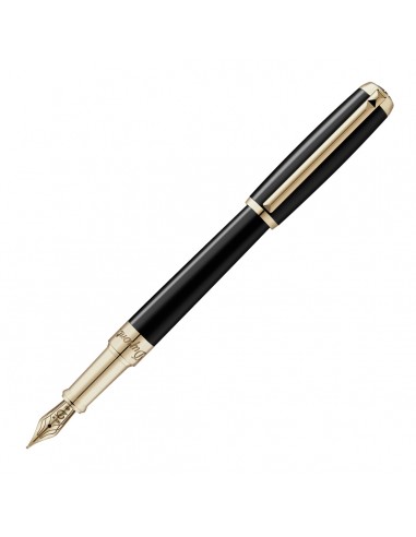 S. T. Dupont Line D Fountain Pen Black Lacquer with Gold Medium