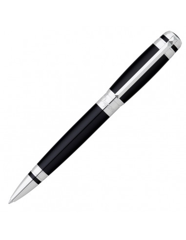 S. T. Dupont Line D Ballpoint Pen Black Lacquer/ Palladium with Ring