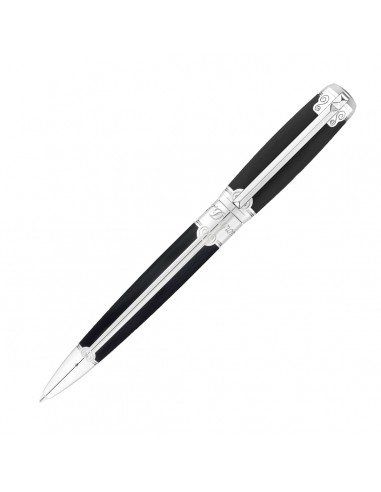 S. T. Dupont Line D Ballpoint Pen Black Lacquer with Palladium Placed Lacquer