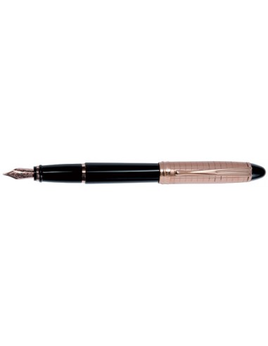 Aurora Rose Gold Cap Quadra Pattern Resin Barrel Fountain Pen