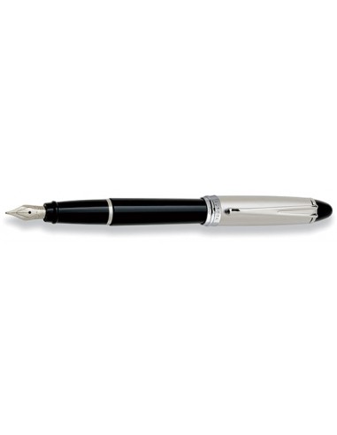 Aurora Chrome Plated Cap w/ Black Barrel Fountain Pen