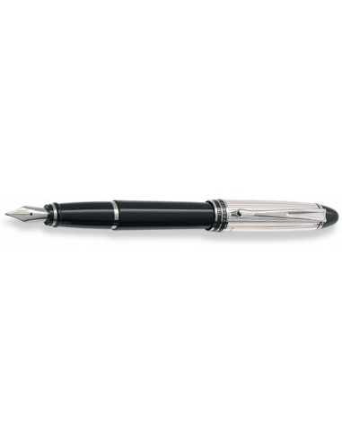 Aurora Sterling Silver Cap and Black Barrel Fountain Pen