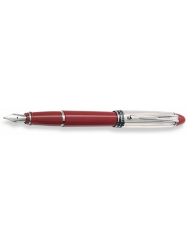 Aurora Sterling Silver Cap and Red Barrel Fountain Pen