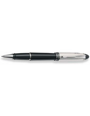 Aurora Sterling Silver Cap and Black Barrel Rollerball