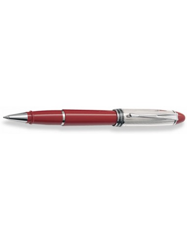 Aurora Sterling Silver Cap and Red Barrel Rollerball