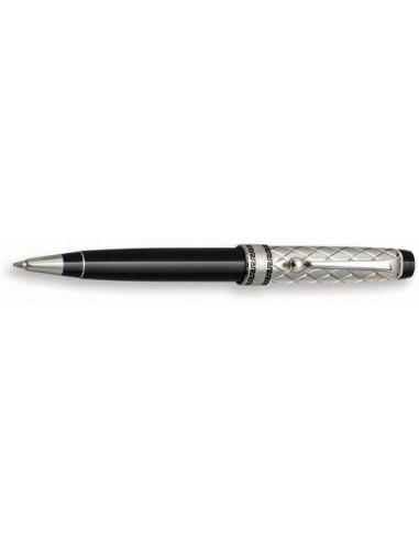 Aurora Optima Riflessi Black Barrel and Sterling Silver Cap Ballpoint