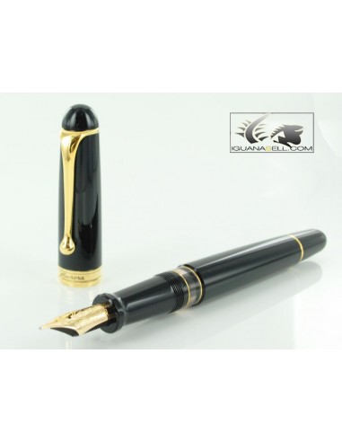 Aurora 88 Gold Plated Black Resin Large Medium Point Fountain Pen - AU-800M