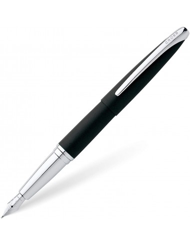 Cross ATX Basalt Black Fountain Pen with Chrome-Plated Appointments and Stainless Steel Fine Nib