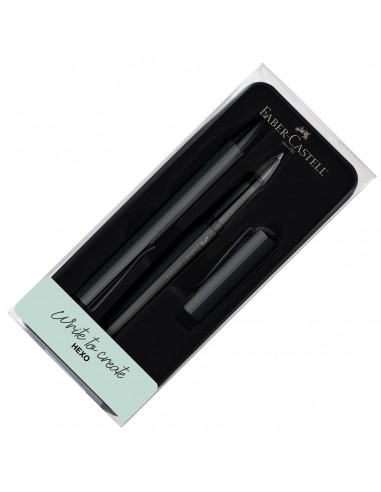 Faber-Castell Hexo Rollerball Pen and Ballpoint Pen Set Black