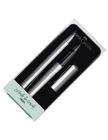 Faber-Castell Hexo Rollerball Pen and Ballpoint Pen Set Silver