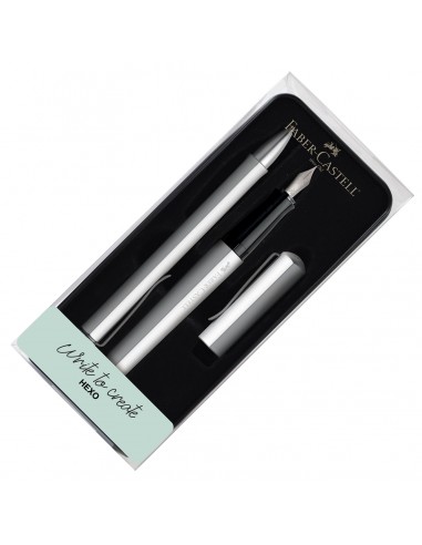 Faber-Castell Hexo Fountain Pen and Ballpoint Pen Set Silver