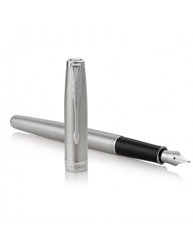 Parker Sonnet Stainless Steel CT Fountain Pen with Steel Nib