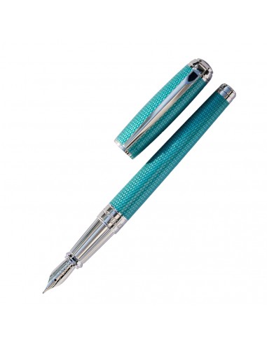 S. T. Dupont Line D Diamond Guilloche Fountain Pen Aquamarine