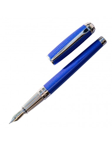 S. T. Dupont Line D Diamond Guilloche Fountain Pen Sapphire