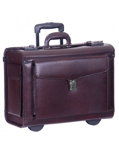 Mancini Leather Deluxe Wheeled Catalog Case, 19" x 9" x 15", Burgundy