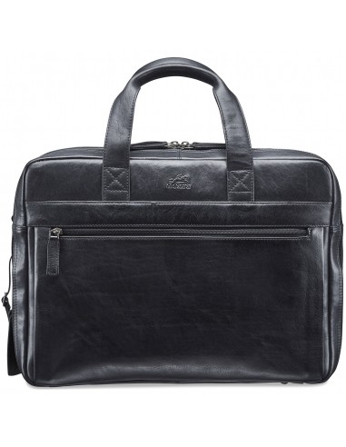 Mancini Leather Laptop / Tablet Compatible Double Compartment Briefcase with RFID Secure Pocket - Black