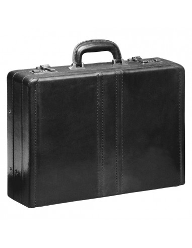 Mancini Leather Luxurious Italian Leather Expandable Attache Case Black