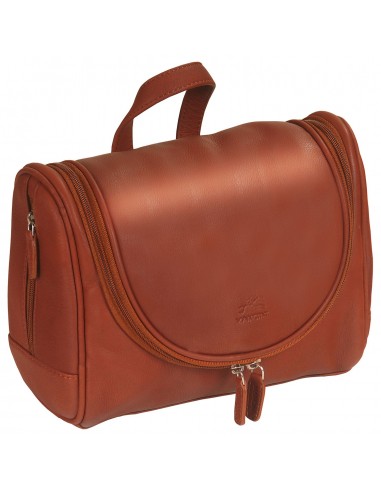 Mancini Leather Hanging Toiletry Kit, 10" x 4.5" x 8", Cognac