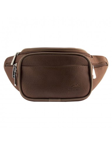 Mancini Leather Classic Waist Bag, 12" x 4" x 5.5", Brown