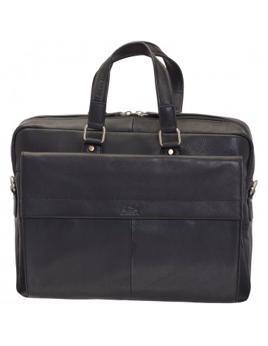 Mancini Leather Slim Laptop/tablet Briefcase, 16.25" x 2.5" x 12", Black