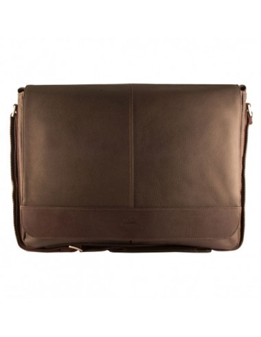 Mancini Leather Messenger Bag for 15.6" Laptop / Tablet with RFID Secure Pocket, 17.25" x 3" x 12", Brown