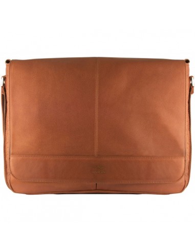 Mancini Leather Messenger Bag for 15.6" Laptop / Tablet with RFID Secure Pocket, 17.25" x 3" x 12", Cognac