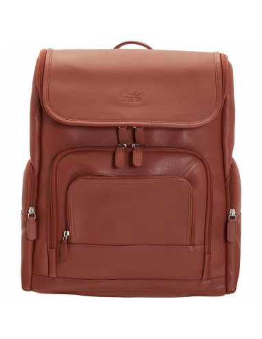 Mancini Leather Backpack with RFID Secure pocket for 15.6" Laptop and Tablet, 12" x 6" x 15", Cognac