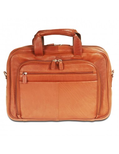 Mancini Leather Zippered Double Compartment for 15.6" Laptop / Tablet, 15.75" x 4.25" x 11.5", Cognac