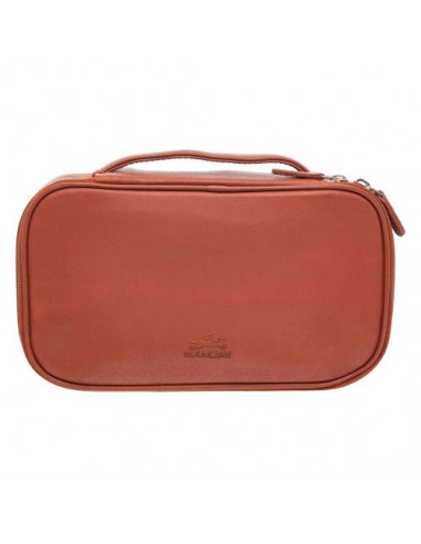 Medium Zippered Toiletry Bag, 10" x 5.5" x 3", Cognac