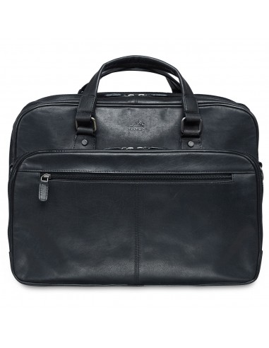 Mancini Leather Expandable Double Compartment Briefcase for 15.6'' Laptop / Tablet, 16.25" x 5.25" x 12", Black