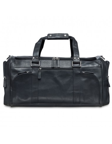 Mancini Leather Duffle Bag, 23" x 10" x 10.25", Black