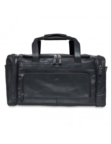 Mancini Leather Carry-on Duffle Bag, 20" x 10.75" x 10.75", Black