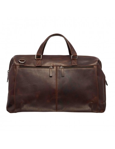 Mancini Leather Classic Carry-on Duffle Bag, 20" x 10" x 13.5", Brown