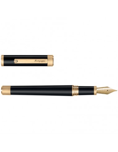 Montegrappa Zero Fountain Pen - Black & Gold W/ Steel Nib