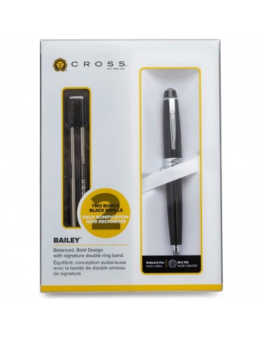 Cross Bailey Black Lacquer Ballpoint Pen w/ Refills Set